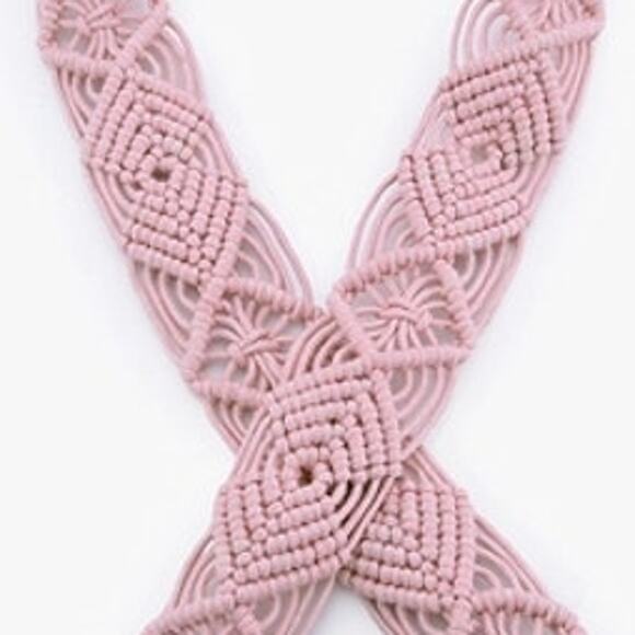 Mauve Pink Woven Macrame Crossbody Purse Strap - Picture 2 of 2